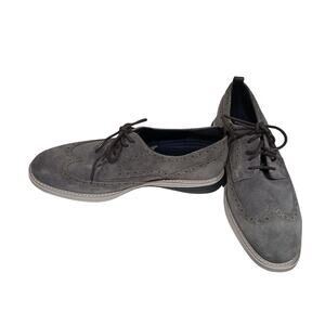 Cole Haan - Grandevolution  Suede Wingtip Rubber Sole Shoes- Iron Gray - 10M